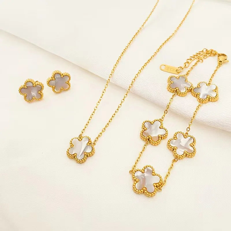 Plum Blossom – Stainless Steel 3-Piece Jewelry Set