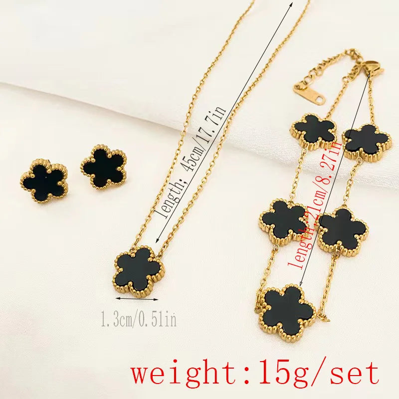 Plum Blossom – Stainless Steel 3-Piece Jewelry Set