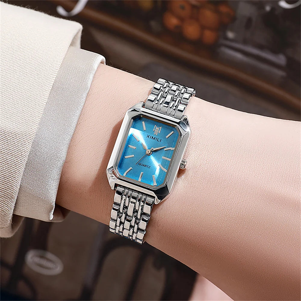 Luxury Gold-Plated Rectangle Quartz Watch
