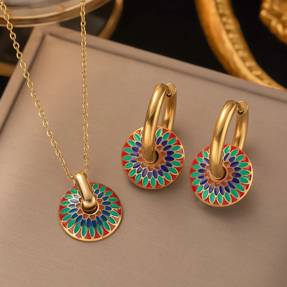 Daisy Bloom – Stainless Steel Necklace & Earrings Set