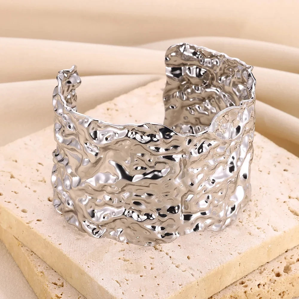 Gold & Silver Cuff Bangle Bracelet