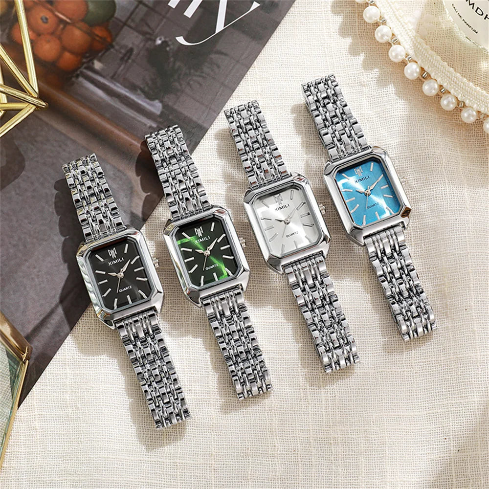 Luxury Gold-Plated Rectangle Quartz Watch