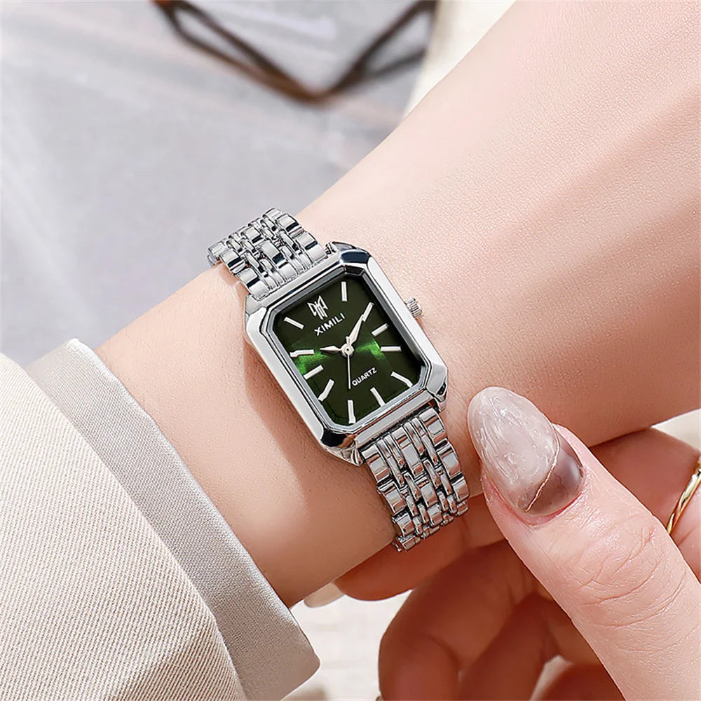 Luxury Gold-Plated Rectangle Quartz Watch