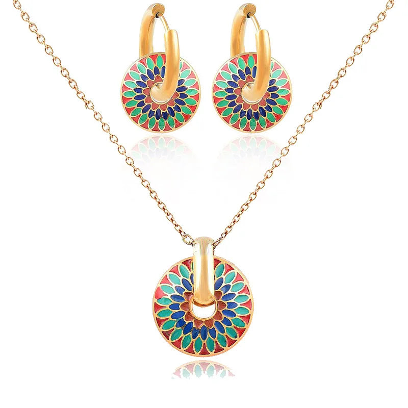 Daisy Bloom – Stainless Steel Necklace & Earrings Set