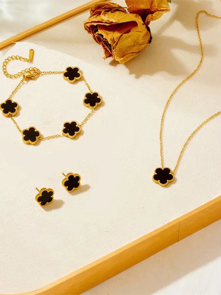 Plum Blossom – Stainless Steel 3-Piece Jewelry Set