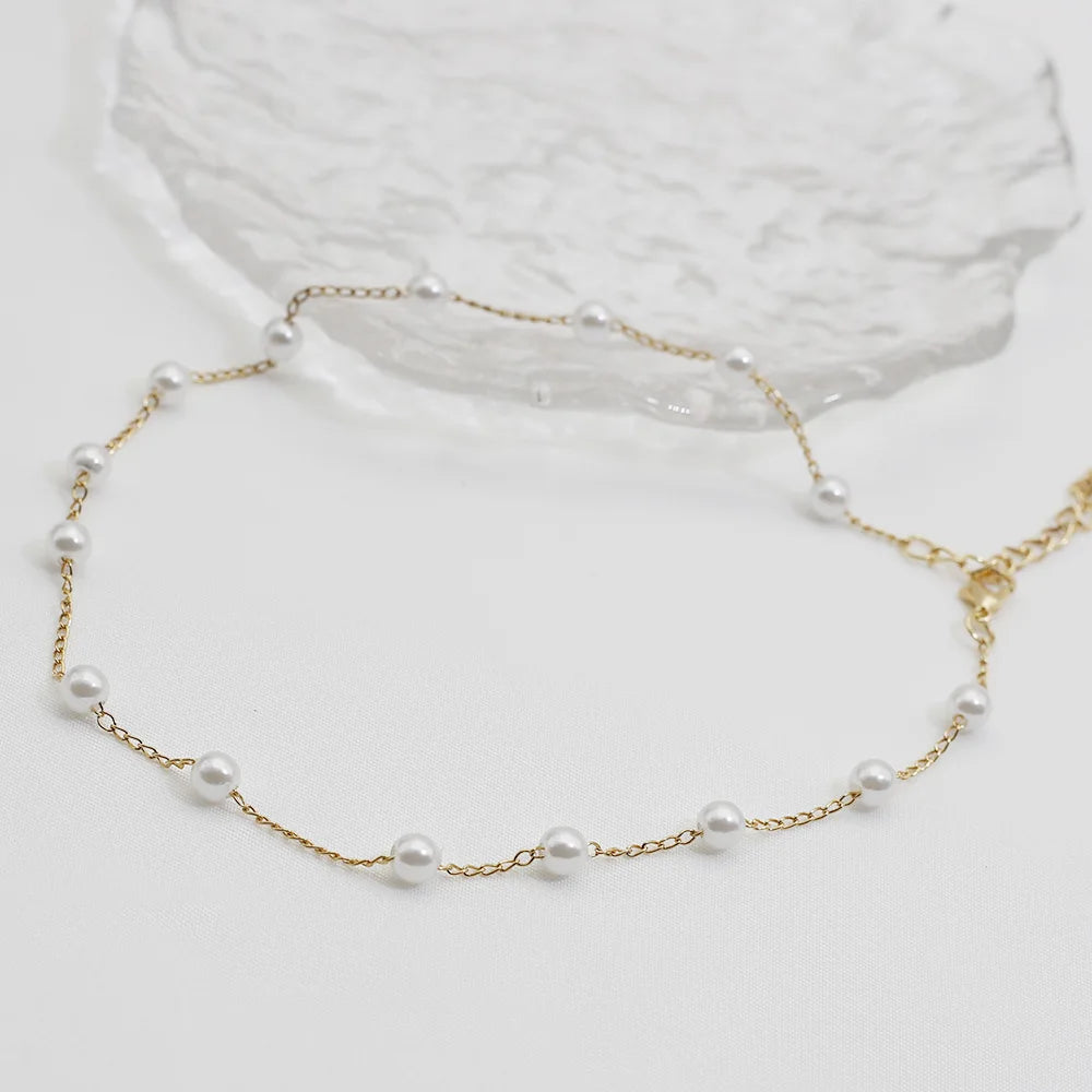 Pearl Lace – Gold Choker Necklace
