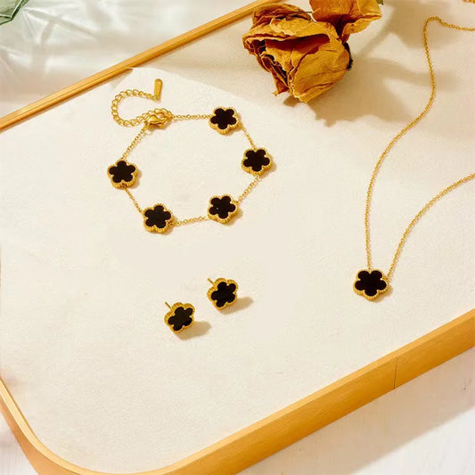 Plum Blossom – Stainless Steel 3-Piece Jewelry Set