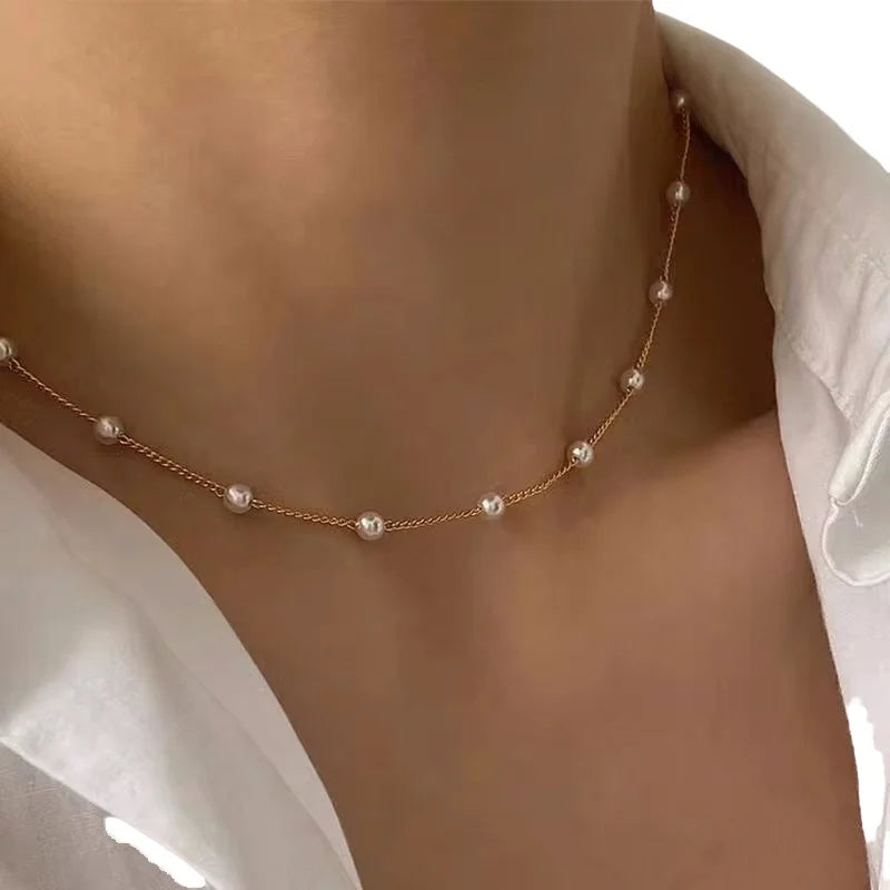 Pearl Lace – Gold Choker Necklace