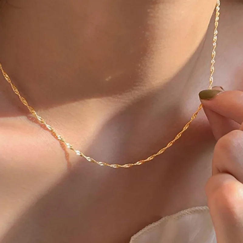 Aurora – Gold Plated Stainless Steel Clavicle Chain Necklace