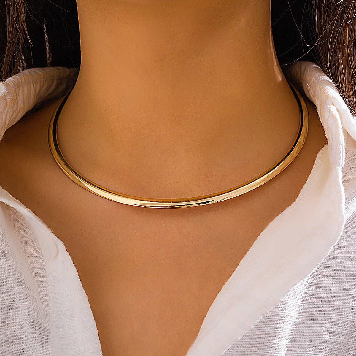 Vintage Gold Torques Choker Necklace